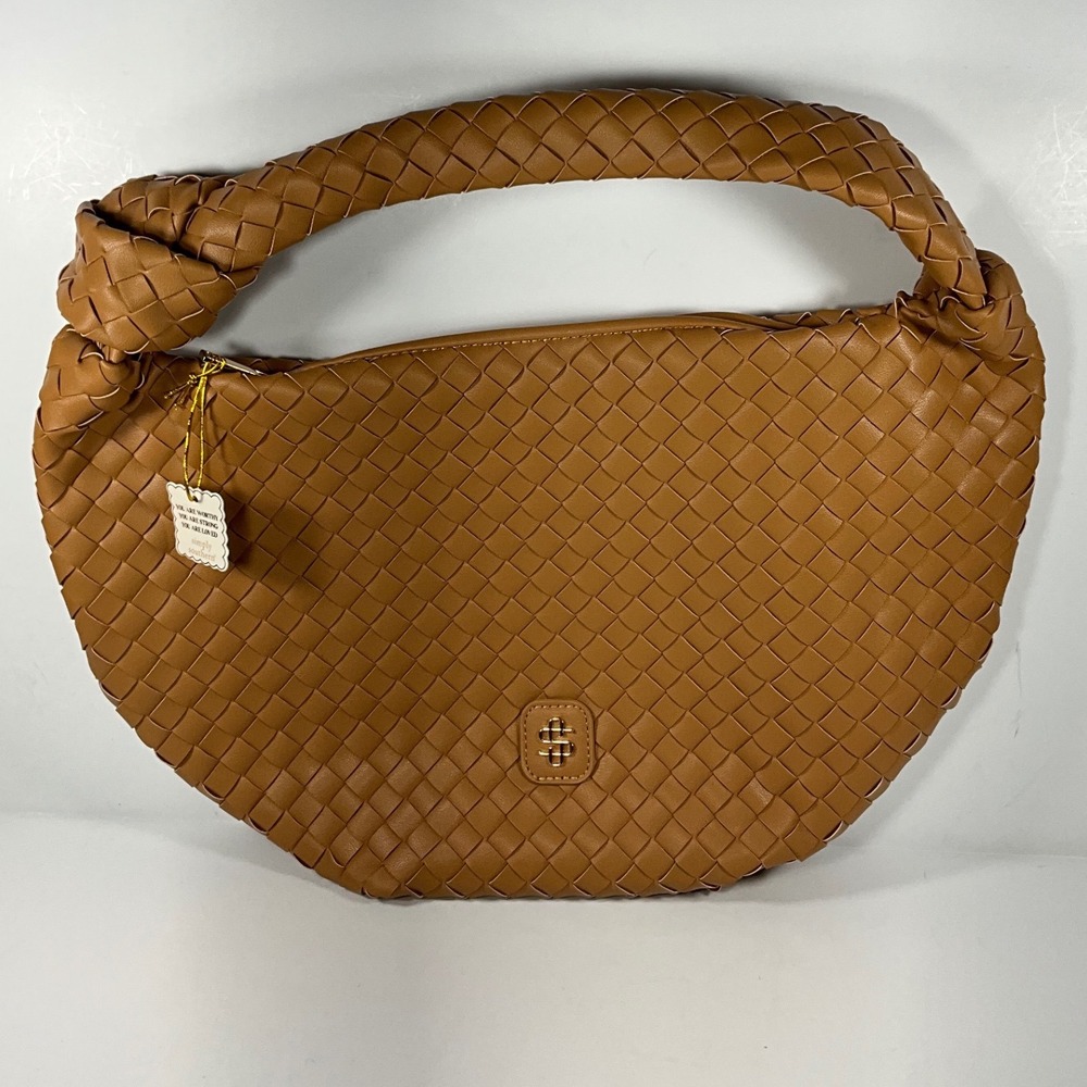 Simply Southern Tan Woven Vegan Leather Hobo Bag Knotted Handle Shoulder Bag NWT